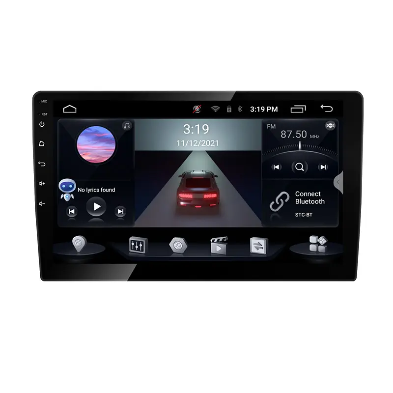 Lecteur DVD de voiture sous Android 2, panneau frontal détachable de miroir 10 pouces, connexion à la chaîne, smartphone, anti-gps, appel mains-libres, 2 din, core