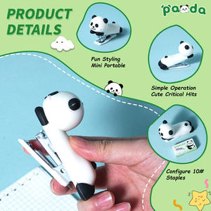 सुंदर पांडा स्टेशनरी किट-स्टेपलर, नोटबुक, पेंसिल पाउच + 1 स्टेपल का बॉक्स | छात्र और कार्यालय की आपूर्ति - Product Image 3
