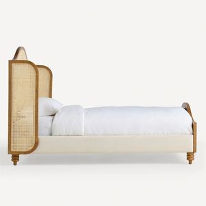 Lit à quatre poteaux en bois massif avec poteaux sphériques en chêne blanc, lit double de style japonais simple pour chambre principale - Product Image 3