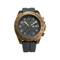 Montre chronographe automatique vintage en bronze pour homme, cadran noir, bracelet en silicone, montre-bracelet de sport