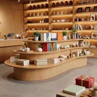 Présentoir îlot multi-niveaux portable en bois massif, moderne, écologique et multifonctionnel, avec comptoir cascade, pour appartement et supermarché