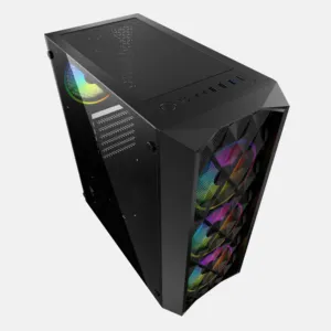 Boitier pour ordinateur de jeu, tour de PC en verre trempé, modèle 2021, interface ATX, doté d'un ventilateur arc-en-ciel, offre spéciale