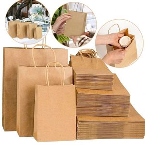 Sac en papier kraft imprimé avec logo personnalisé, emballage à emporter, sac en papier kraft brun avec poignée - Product Image 1