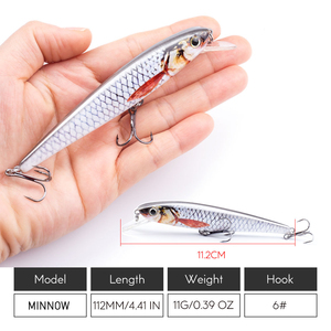 Señuelo Minnow de 11.2cm y 11g, Cebo de Superficie ABS para Pesca de Lubina y Salmón en Lago y Río con Anzuelo Triple - Product Image 5