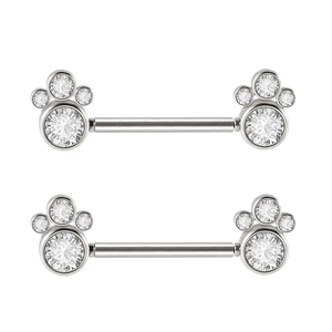 14G acier chirurgical sans fil CZ chiot patte pont haltère poitrine anneau mamelon <span class=keywords><strong>Piercing</strong></span> <span class=keywords><strong>bijoux</strong></span> pour femmes - Product Image 1