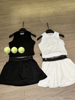 Ensemble de sport pour femmes, 2 pièces, haut et jupe avec short intégré, en spandex/nylon, tissu antibactérien SMART FABRIC, ensemble 2 pièces respirant
