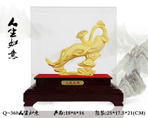 Chine métal travaillé personnalisé décoratif sain ornements affaires cadeaux de mariage chine Feng shui statue modèle artisanat 24K doré Ru yi - Product Image 6