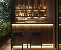 Nouveauté - Comptoir de bar en marbre translucide moderne haut de gamme avec éclairage LED et garantie de 10 ans pour bar à domicile et utilisation hôtelière - Fabriqué sur mesure