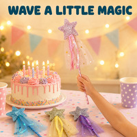 Baguette Magique Étoile Scintillante Princesse avec Jupe en Tulle pour Fête d'Anniversaire Enfant Accessoire de Costume Cadeau OEM