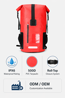 Sac à dos étanche en PVC 35L IPX-6 avec fermeture à enroulement et flottant pour kayak, bateau, voile et camping (unisexe)