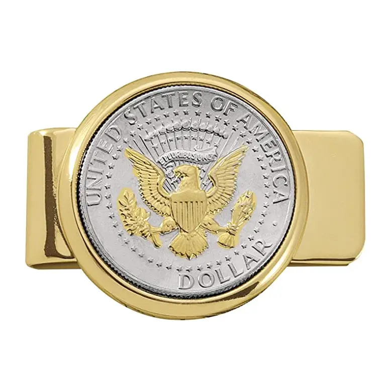 Wholesale Coin Money Clip Presidential Seal Dollar 24k Gold Brass Moneyclip Custom Logo Currency Credit Cards Money Clip Holds