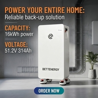 Batterie au lithium BETTENERGY 16 kWh 48 V/51,2 V 314 Ah avec batterie Lifepo4 adaptée au système solaire Growatt pour la maison
