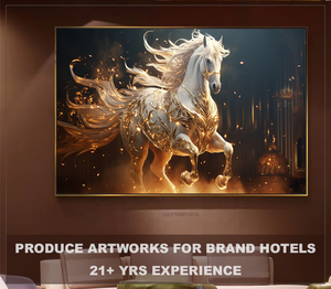 Grandes toiles décoratives imprimées en usine : tableaux de chevaux avec montagnes et eaux, art mural - Product Image 3