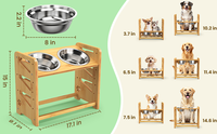 Support surélevé pour gamelles de chien en bambou, organisateur de nourriture, étagère de rangement améliorée pour garde-manger, cuisine, maison d'animaux et autres meubles