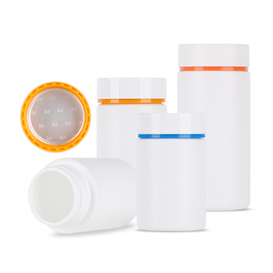 Customized Capsule <b>Bottle</b> Pharmaceutical Packaging HDPE Plastic Capsule For Health Products With Colored Ring Screw Cap - Product Image 2
