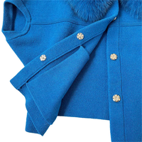 Vente en gros de garder au chaud pull en laine mélangée de luxe respirant col rond pull court en tricot vraiment doux avec col en fourrure