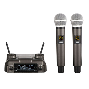 CD-02 Dynamic Lithium Battery Rechargeable Wireless <b>Microphone</b> with 2 Channels Metal Handheld Mic for Smart Phones Outdoor Shows - Product Image 1