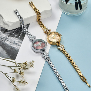 Reloj plateado a la moda para mujer, esfera rosa, flor de cristal, pulsera de acero inoxidable, reloj de pulsera de cuarzo - Product Image 5
