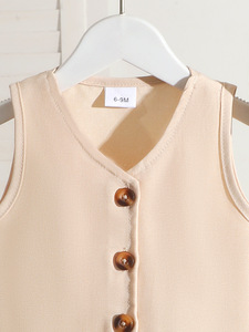 Completo Estivo 2026 per Bambina: Gilet Beige, Gonna con Fiocco e Pantaloncini - Set Carino 2 Pezzi - Product Image 3