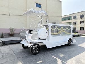 Carro Fúnebre Eléctrico Blanco de Gran Popularidad y Más Vendido con Cortinas Plateadas, Especialmente Diseñado para Servicios Fúnebres - Product Image 1