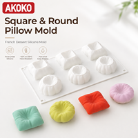 AKOKO Moule en silicone pour dessert français en forme d'oreiller carré et rond pour mousse et pâtisserie