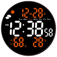 Reloj de Pared Digital Semanal con Pronóstico del Tiempo, de Doble Uso (de Pie y Colgante), con Temperatura, Humedad y Control Remoto