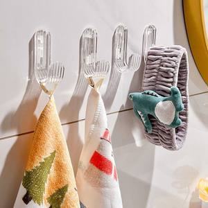 Gancho de acrílico transparente de una sola capa para puerta de baño, sin perforaciones, adhesivo de pared, accesorio de lujo para sala de estar - Product Image 1