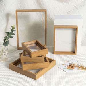 Cadre photo vintage en bois acrylique INS Cadre d'affichage magnétique pour herbier de mariage nordique Présentoir pour carte photo Déco de table - Product Image 2