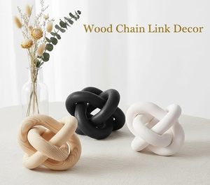 קישוט עץ תלת-חלקי בסגנון כפרי, קישוט שולחן קפה מגולף בעבודת יד, קישוט שרשרת לחדר מגורים, חדר שינה או בית. - Product Image 4