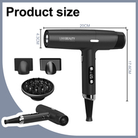 Pengering Rambut Profesional Salon 1800W BLDC Motor 3-Kecepatan Ionik Inframerah dengan Nozzle Konsentrator untuk Penggunaan Hotel & RV Luar Ruangan