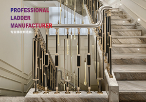 Barandilla de Escalera de Lujo en Latón y Cristal |   Barandilla Decorativa de Alta Gama para Villas y Hoteles - Product Image 3