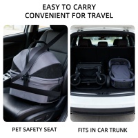 Poussette de transport pour animaux de compagnie imperméable pour chiots, avec auvent amovible, siège auto pliable, capacité 20 kg, frein double à une seule main