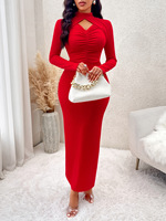 1310 Sexy robe longue moulante demi-col haut manches longues maxi robe décontracté femmes vêtements élégants pas cher combinaison vacances mode