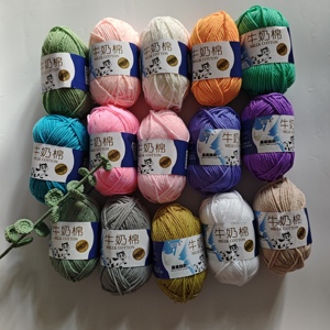 Sợi len pha cotton sữa mềm mại, nhiều màu sắc, 5 lớp, 50g, chất liệu acrylic <span class=keywords><strong>polyester</strong></span>, thích hợp cho người mới bắt đầu móc và đan tay - Product Image 2