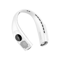 Ventilateur de cou portable rechargeable avec batterie 4000 mAh, affichage LED, 3 vitesses, sans pales, flux d'air double face, 4600 tr/min