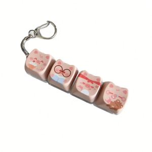 Teclas PBT de Plástico con Forma de Cerdo, 4 Teclas, Transfronterizas, Antiestrés, Sublimadas, Juguete de Descompresión para Teclado, Llavero - Product Image 5