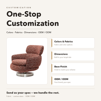 Fauteuil d'appoint pivotant en tissu rembourré avec base en acier, personnalisable OEM pour hôtel, bureau, salon