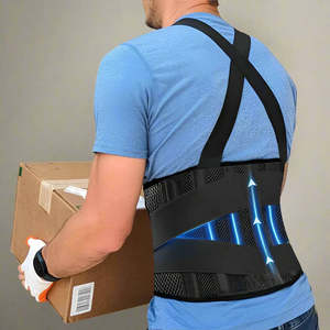 Back <b>Brace</b> for Heavy Lifting for <b>Men</b> Women Lower Back with Reflective Belt Compression Waist Trainer Band with Suspender Straps - Product Image 1