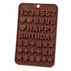 Silicone Birthday Cake Mold With Numbers Hearts Stars Happy Birthday Letters For Baking Decorating Supplies - Product Image 1