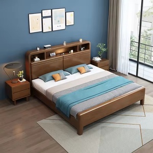 Lit en bois massif de haute qualité, multifonctionnel, durable, design moderne et simple, populaire, idéal pour hôtel et appartement - Product Image 3