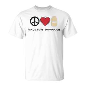 T-shirt Rétro Mignon « Amour et Paix » pour les Amateurs de Levain – Un Article Promotionnel Élégant pour les Passionnés de Levain - Product Image 1