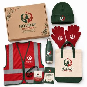 Kit Personalizado para Eventos Voluntarios Navideños con Gorro, Guantes, Chaleco de Seguridad, Bolsa para Botellas, Insignia y Empaque al por Mayor - Product Image 1