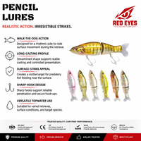 Leurre Articulé Type Crayon à Coulée Lente Yeux Rouges 135mm 28g, Appât Dur, Échantillon Gratuit, Matériel de Pêche en Gros