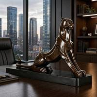 Sculpture de léopard élégante, artisanale et sur mesure - Art personnalisé pour les espaces haut de gamme, sculpture en bronze