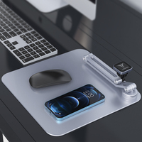 Tapis de souris de bureau en alliage d'aluminium flexible anti-corrosion magnétique personnalisé 2-en-1 avec support de téléphone portable réglable en hauteur et portable