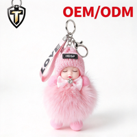 Porte-clés Poupée Endormie - Pendentif en Peluche Pompon Doux
