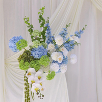 Susunan Bunga Calla Lily Tulip Mawar Biru Putih Klasik 60cm dari Busa PE, Dekorasi Meja, Bola Bunga untuk Perlengkapan Photo Booth