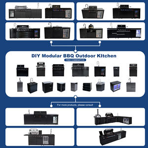 Cuisine mobile d'extérieur avec plancha en acier, équipement de bar <span class=keywords><strong>barbecue</strong></span>, îlot de cuisson portable au <span class=keywords><strong>gaz</strong></span> avec évier et réfrigérateur pour jardin - Product Image 6