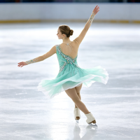 Robe de patinage artistique vert menthe pour enfants et adultes, col rond, manches longues en maille, dos orné de strass, pour compétition et spectacle de patinage sur glace