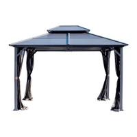 Auvent en aluminium moderne à commande bioclimatique électronique avec toit à persiennes rotatives, adapté aux balcons de jardin.